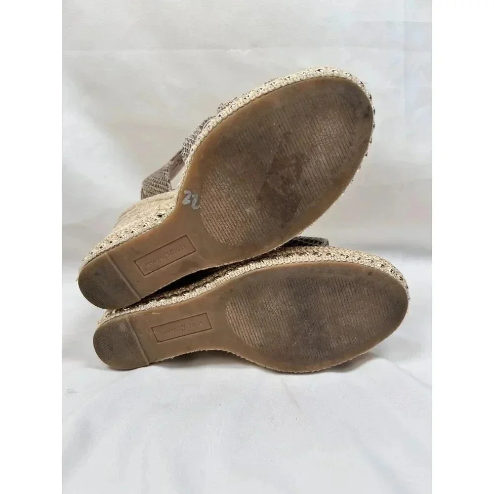 Seven Dials Somerset Size 8.5 Snakeskin Print Wedges Platforms Espadrille Raffia